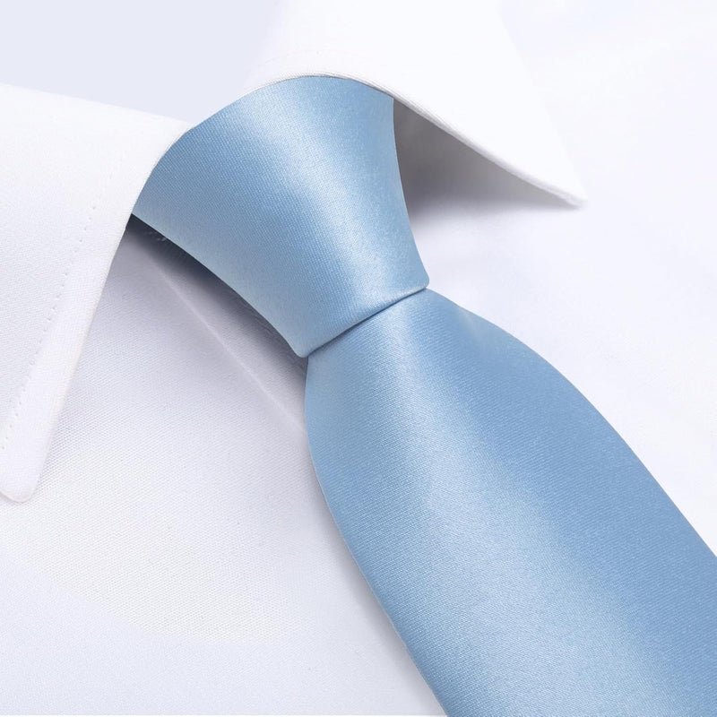 DiBanGu Mens Solid Color Tie and Pocket Square Set Woven Silk Plain Necktie & Handkerchief for Men Wedding Party Formal - Image 3